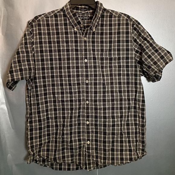 Chaps Men's Black and White Plaid Shirt - Picture 1 of 7